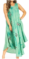 Sakkas Starlight Fourth Women's Tie Dye Caftan Tank Dress/Cover Up  Beach Kaftan#color_42-Green