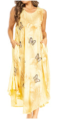Sakkas Starlight Fourth Women's Tie Dye Caftan Tank Dress/Cover Up  Beach Kaftan#color_42-Yellow
