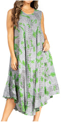 Sakkas Starlight Fourth Women's Tie Dye Caftan Tank Dress/Cover Up  Beach Kaftan#color_43-Green