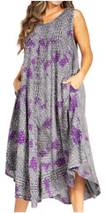 Sakkas Starlight Fourth Women's Tie Dye Caftan Tank Dress/Cover Up  Beach Kaftan#color_43-Purple