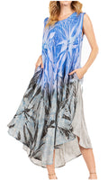 Sakkas Starlight Fourth Women's Tie Dye Caftan Tank Dress/Cover Up  Beach Kaftan#color_44-BlueBlack