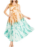 Sakkas Starlight Fourth Women's Tie Dye Caftan Tank Dress/Cover Up  Beach Kaftan#color_44-MintBrown