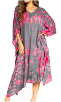 Sakkas Clementine Women's Tie Dye Caftan Dress/Cover Up Beach Kaftan Boho Summer#color_37-Burgundy