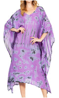 Sakkas Clementine Women's Tie Dye Caftan Dress/Cover Up Beach Kaftan Boho Summer#color_37-Purple