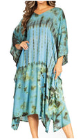 Sakkas Clementine Women's Tie Dye Caftan Dress/Cover Up Beach Kaftan Boho Summer#color_37-RoyalBlue