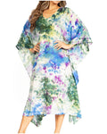 Sakkas Clementine Second Women's Tie Dye Caftan Dress/Cover Up Beach Kaftan Boho#color_38-GreenBlue