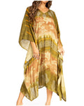 Sakkas Clementine Second Women's Tie Dye Caftan Dress/Cover Up Beach Kaftan Boho#color_39-ArmyGreen