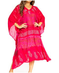 Sakkas Clementine Second Women's Tie Dye Caftan Dress/Cover Up Beach Kaftan Boho#color_39-FuchsiaPink