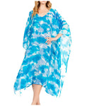 Sakkas Clementine Second Women's Tie Dye Caftan Dress/Cover Up Beach Kaftan Boho#color_40-Blue