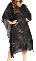 Sakkas Clementine Third Women's Tie Dye Caftan Dress/Cover Up Beach Kaftan Summer#color_42-Black