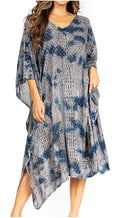 Sakkas Clementine Third Women's Tie Dye Caftan Dress/Cover Up Beach Kaftan Summer#color_43-Blue
