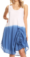 Sakkas Milana Light Summer Tie-dye Flowy Sleeveless Dress with String at Hem#color_Blue