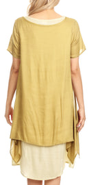 Sakkas Arina Midi Double Layered Short Sleeve Dress Solid with Pockets