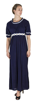 Sakkas Isabis Womens Casual Long Lace Modest Dress with Short Sleeves Stretchy