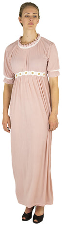 Sakkas Isabis Womens Casual Long Lace Modest Dress with Short Sleeves Stretchy