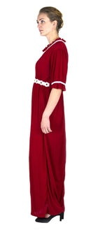 Sakkas Isabis Womens Casual Long Lace Modest Dress with Short Sleeves Stretchy