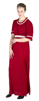 Sakkas Isabis Womens Casual Long Lace Modest Dress with Short Sleeves Stretchy