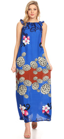 Sakkas Abby Womens Casual Long Tropical Off Shoulder Dress Elastic & Floral Print