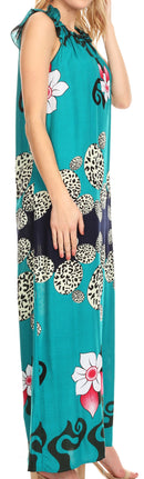Sakkas Abby Womens Casual Long Tropical Off Shoulder Dress Elastic & Floral Print