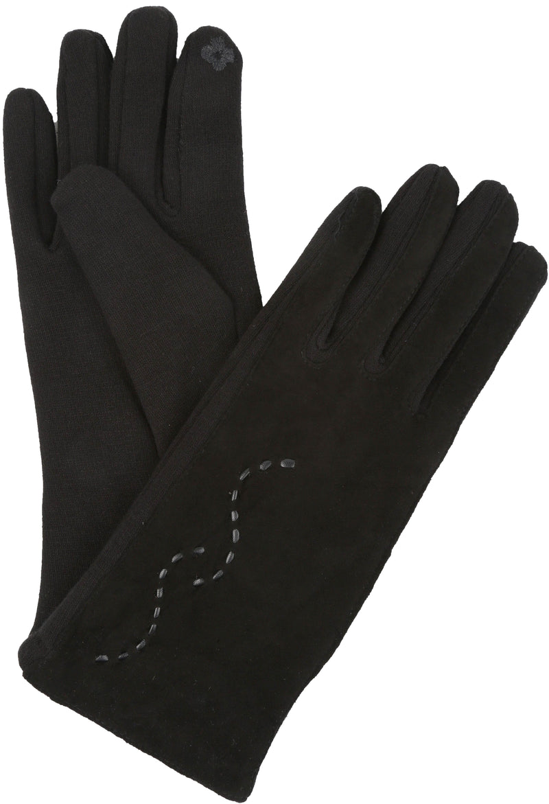 Sakkas Lidy Leather Embroidered Comfortable Warm Snow Touch Screen Finger Gloves