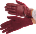 Sakkas Pamb Faux Leather Heather Knit Button Front Warm Winter Touch Screen Gloves#color_Burgundy