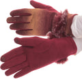 Sakkas Sophie Ombre Knitted Faux Fur Wrist Band Touch Screen Capable Gloves#color_Brown/White