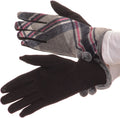 Sakkas Valy Classic Winter Checker Patterned Faux Fur Pom Pom Touch Screen Gloves#color_Pink