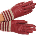 Sakkas Oda Warm Striped Wool Cuff Winter Touch Screen Wrist Length Gloves#color_Burgundy