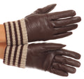 Sakkas Oda Warm Striped Wool Cuff Winter Touch Screen Wrist Length Gloves#color_Chocolate