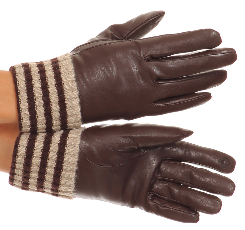 Sakkas Oda Warm Striped Wool Cuff Winter Touch Screen Wrist Length Gloves