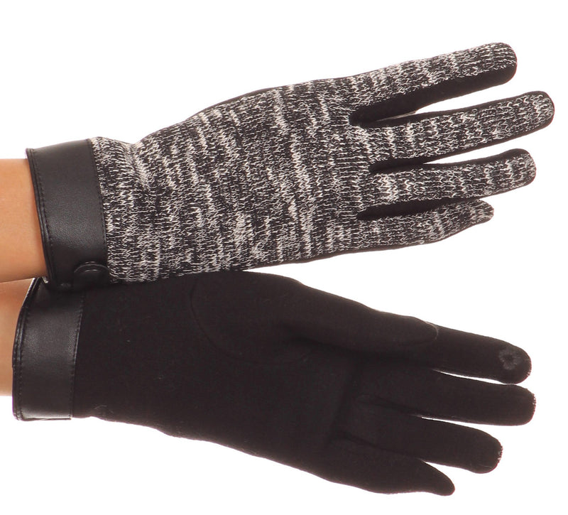 Sakkas Lilith Heather Knit Wrist Length Touch Screen Wrist Snap Winter Gloves