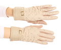Sakkas Emie Quilted and Lace Super Soft Warm Driving Gloves Touch Screen Capable#color_17104-tan