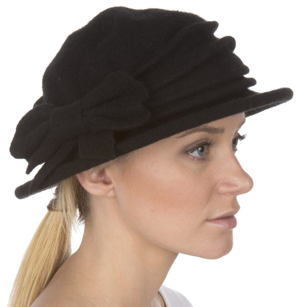 Sakkas Loren Bow Wool Hat#color_Black
