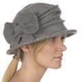 Sakkas Loren Bow Wool Hat#color_Grey