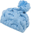 Sakkas Cable Knit Pom Pom Thick Slouch Hat#color_LightBlue
