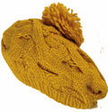 Sakkas Cable Knit Pom Pom Thick Slouch Hat#color_Mustard