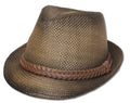 Unisex Structured Ombre 100% Paper Braided Band Fedora Hat#color_Brown