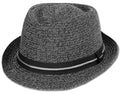 Mens Structured 100% Paper Straw Black Band Fedora Hat
