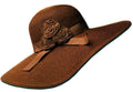 Sakkas Womens UPF 50+ 100% Paper Straw Ribbon Flower Accent Wide Brim Floppy Hat#color_Brown