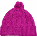 Sakkas Pom Pom Cable Knit Cuffed Winter Beanie/ Hat/ Cap ( 8 Colors )#color_Fuchsia