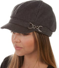 Sakkas Jessica Unisex Wool Newsboy Cabbie Hat#color_Charcoal