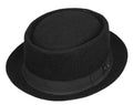 Sakkas Contemporary Unisex Wool Pork Pie Fedora Hat#color_Black