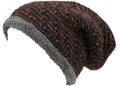 Sakkas Veloce Tall Long Heathered Faux Fur Shearling Lined Unisex Beanie Hat#color_Brown