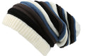 Sakkas Ceelo Long Tall Slouchy Unisex Striped Ribbed Kint Adjustable Beanie Hat#color_Cream/Blue