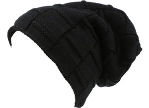Sakkas Volc Unisex Pleated Ribbed Slouchy Beanie, Faux Fur Lined
