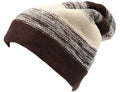 Sakkas Balmn Long Tall Classic Striped Heather Faux Fur Lined Unisex Beanie Hat#color_Brown/Cream