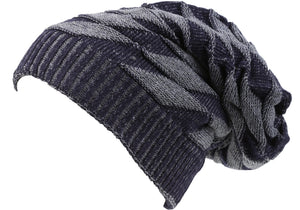 Sakkas Zaye Diamond Knit Long Slouchy Beanie Hat, Faux Fur Lined