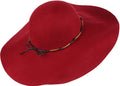 Sakkas Liuliu Wide Vintage Style Floppy Hat Removable Interchangeable Bow Ribbon#color_Burgundy