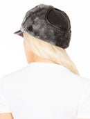 Sakkas Leather Ushanka Faux Mink Fur Tropper Pilot Hat With Earflap