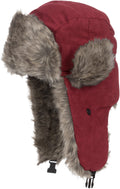 Sakkas Morgan Unisex Faux Fur Trooper Hat#color_Burgundy
